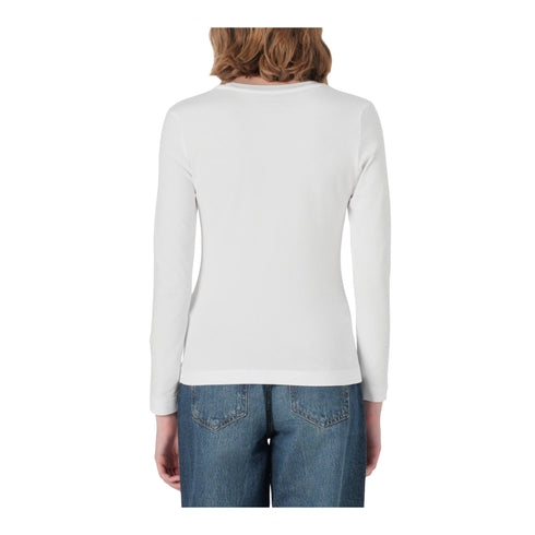 T-shirt Donna a maniche lunghe, con script logo decorato con strass
